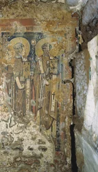 Wandmalerei aus der Krypta der Päpste, Katakomben von San Callisto, Rom
